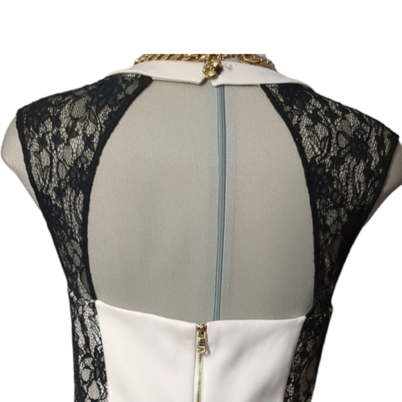 GUESS Gorgeous Ivory black lace elegant cocktail dress Size 12 - Picture 8 of 13